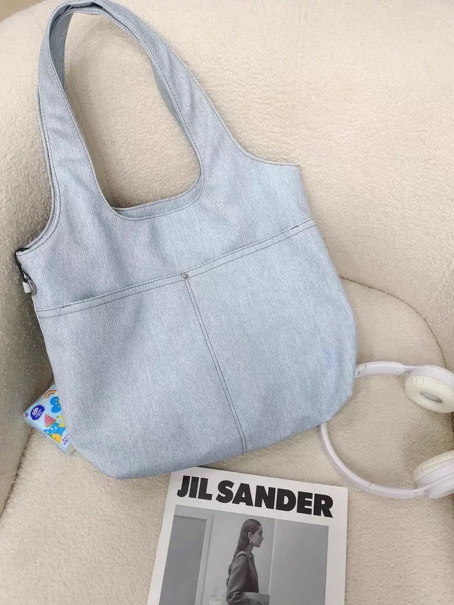 LEE 鐵牌托特包 牛仔藍 單肩包 手提包 大容量 / 預購