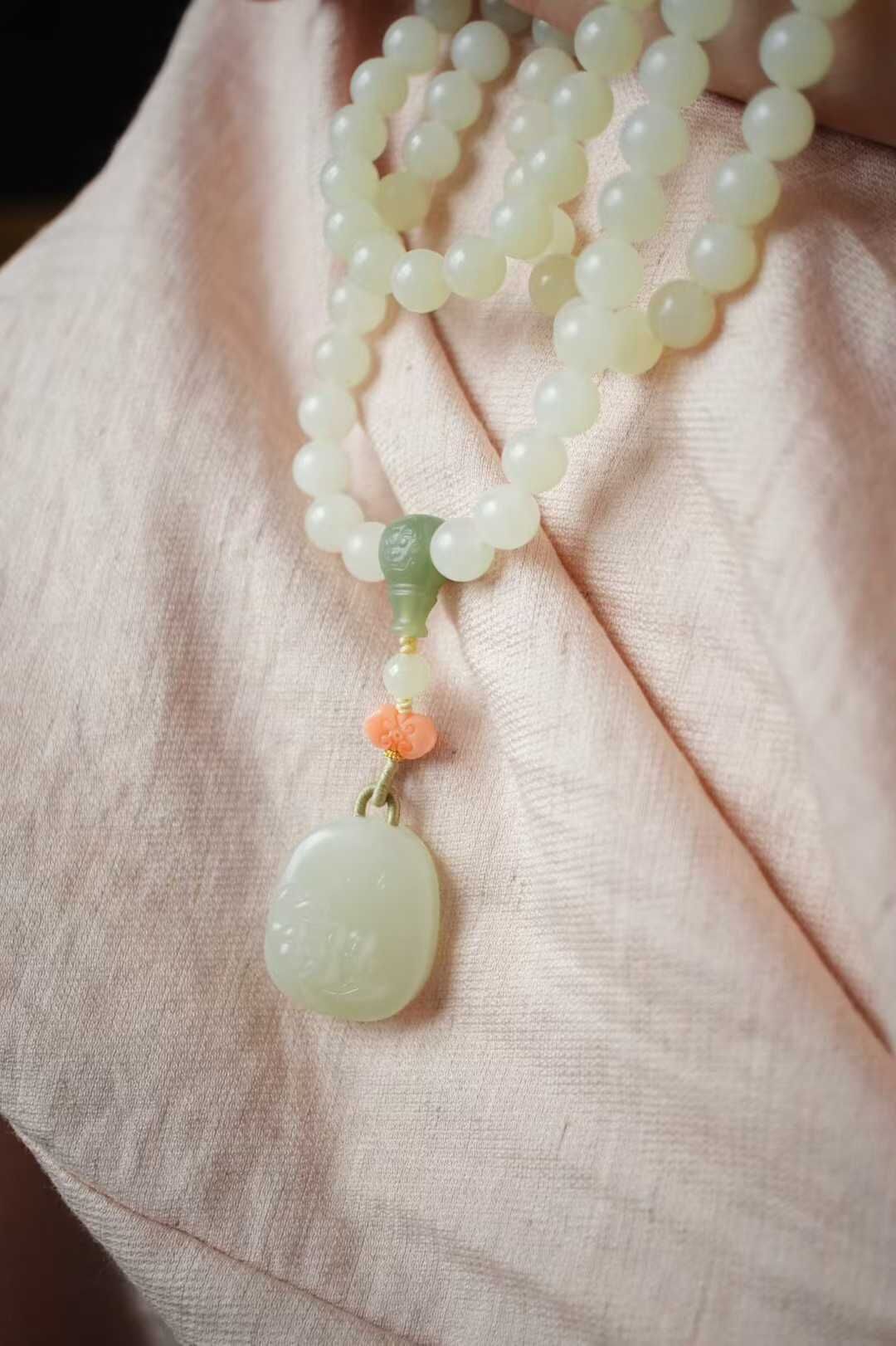 712458 和田玉米達白玉手鏈項鏈兩用款 (8mm直徑)