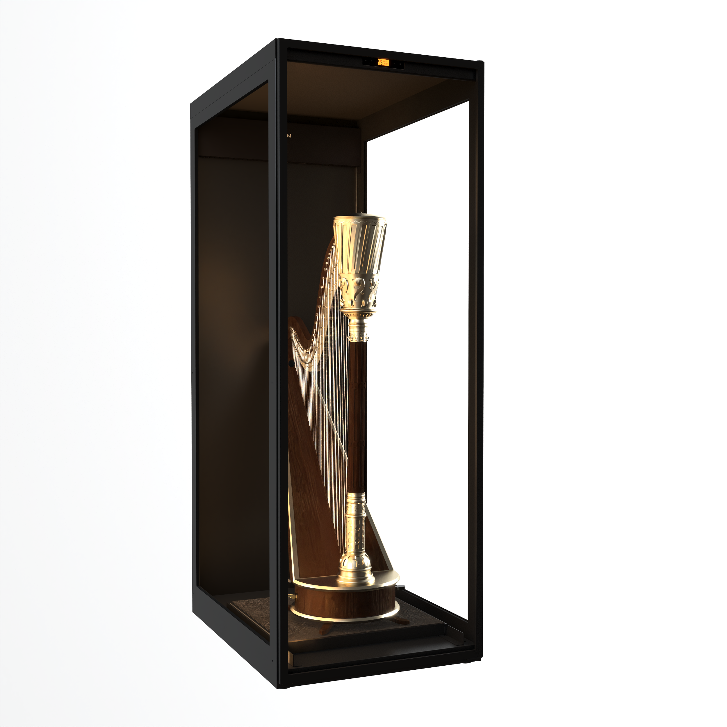 Lenthem CMI-1605DT 602L 豎琴用恆定濕度玻璃樂器乾燥防潮櫃