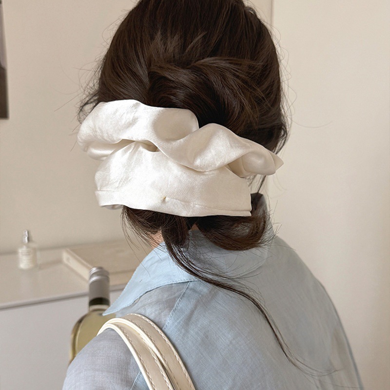 [2 FOR RM10] Elegant Pearl-Sheen Satin Solid Scrunchies