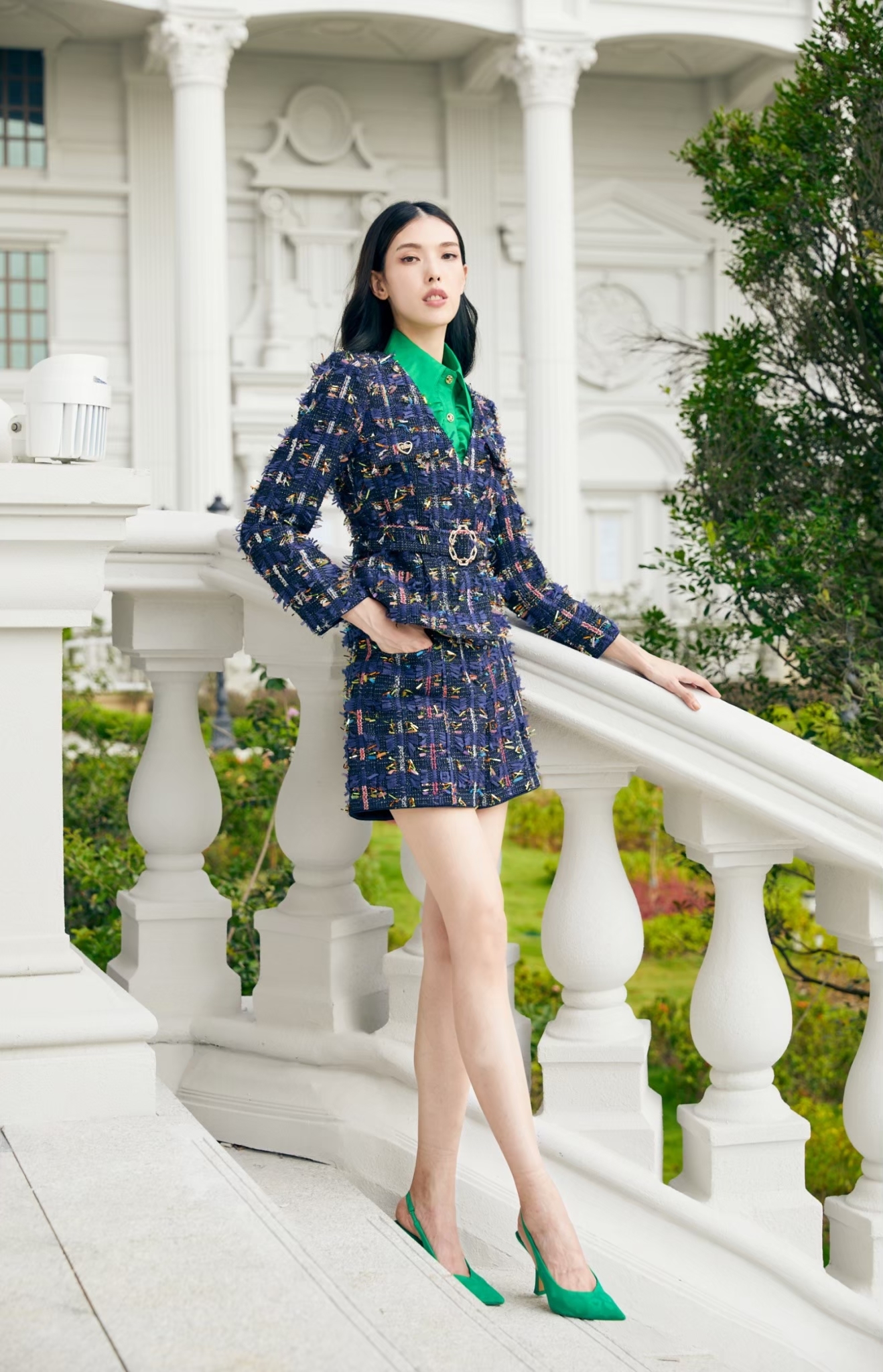 BC1PA019B1 異國花園小香短褲 (附本布腰帶)