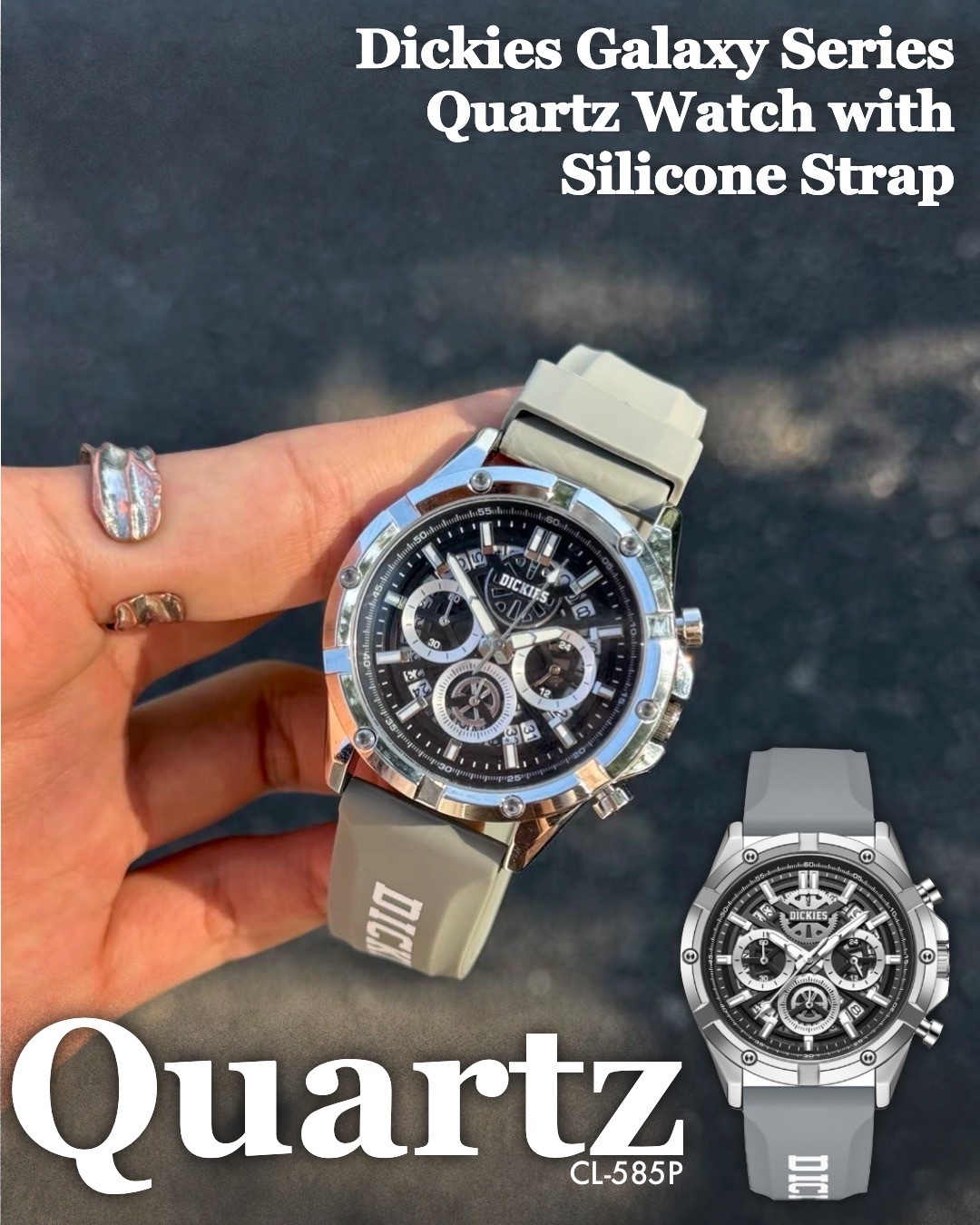 #預購 DICKIES 銀河系列 防水 石英機芯手錶 三眼 硅膠錶帶 CL-585P