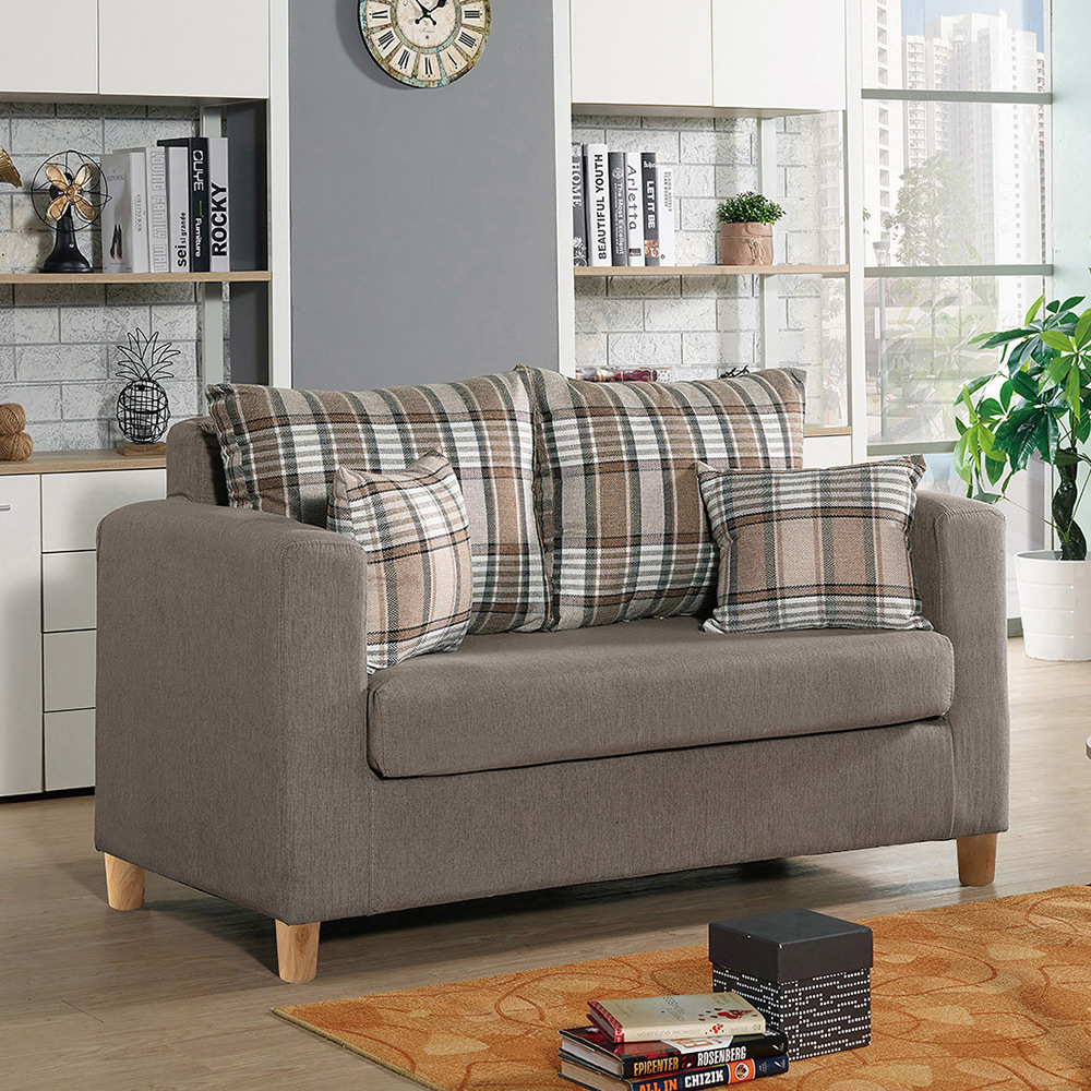 喬泰灰色布二人座沙發/雙人座/二人座沙發椅-贈抱枕