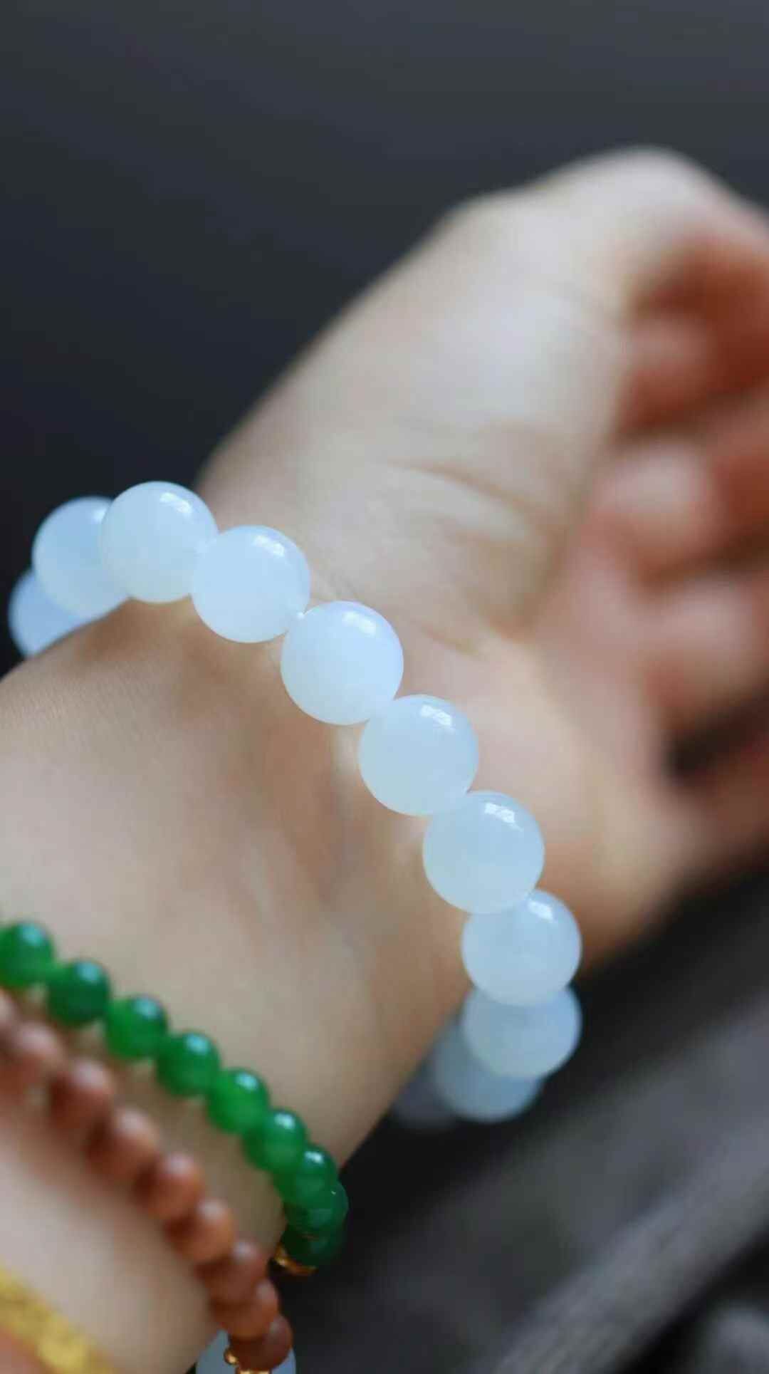 712749 和田玉高冰白玉手串(12mm直徑)