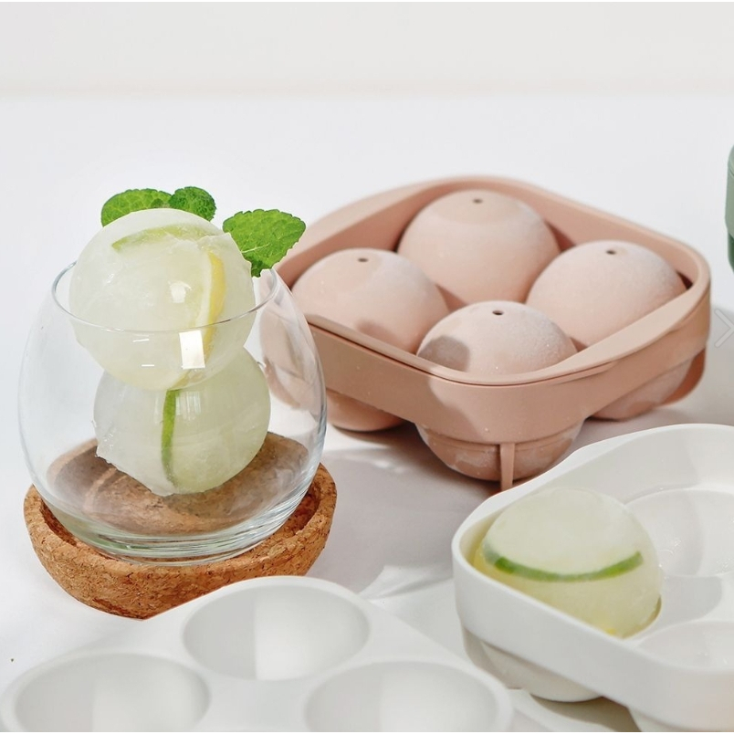 【樂森藥局】韓國 | INCOC 製冰所 白金矽膠冰球製冰盒－5.5 cm圓形冰球（4色/4格 ）