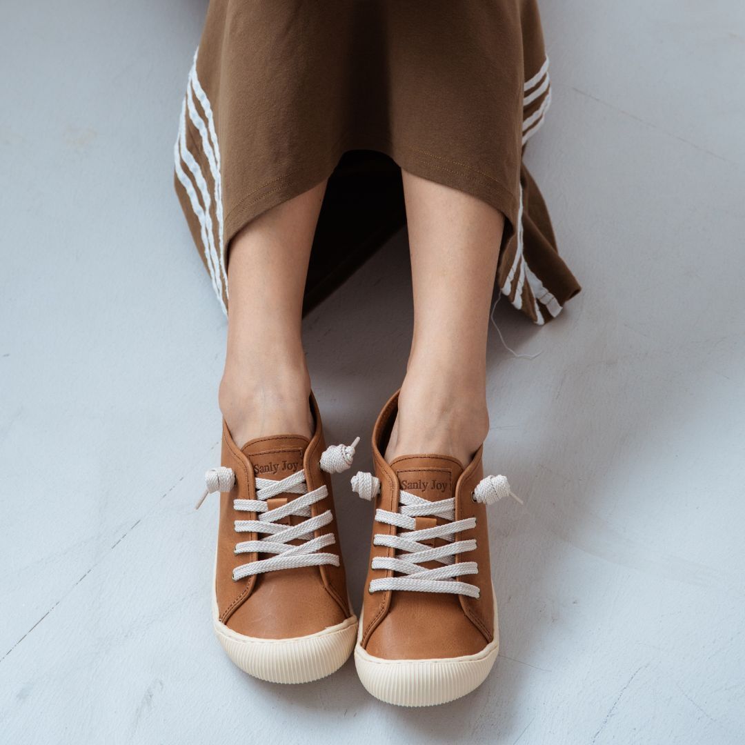 油蠟牛皮饅頭鞋 焦糖棕(真皮女鞋/寬楦/超輕量)