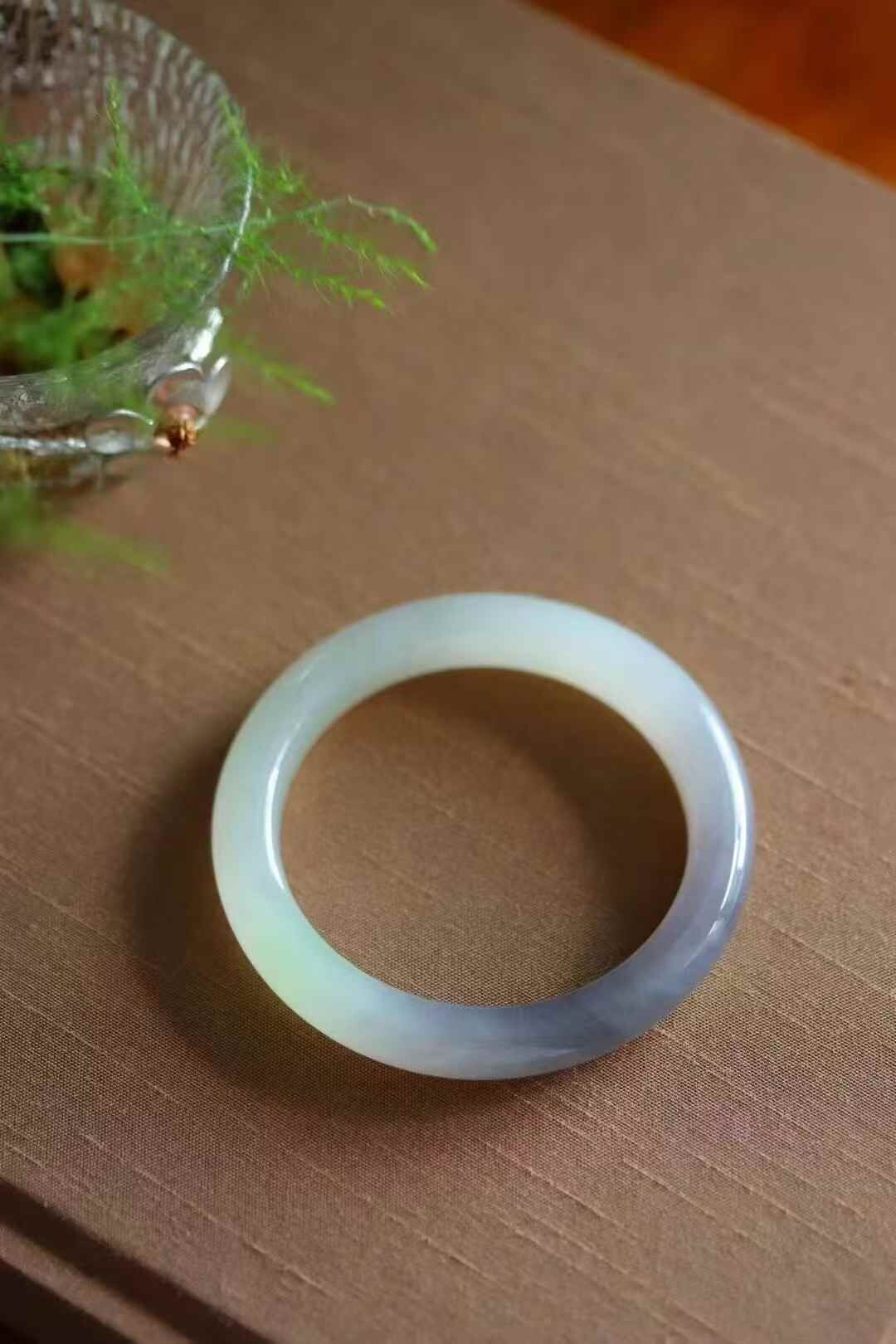 和田玉翠青煙紫手鐲,天然和田玉軟玉