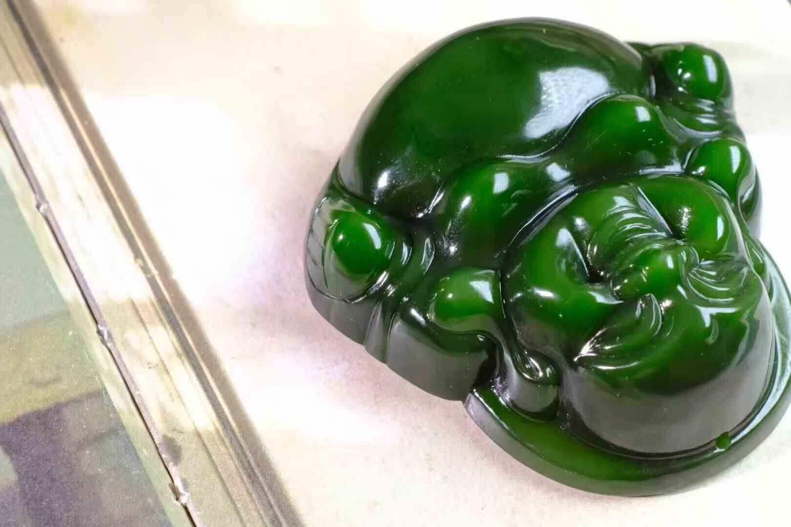 712751 和田玉碧玉滿綠彌勒佛