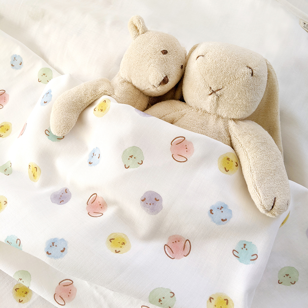 有機棉柔紗嬰兒毯-泡泡F | 藍天畫布有機棉