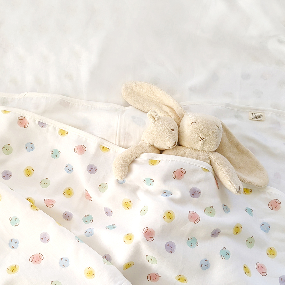 有機棉柔紗嬰兒毯-泡泡F | 藍天畫布有機棉