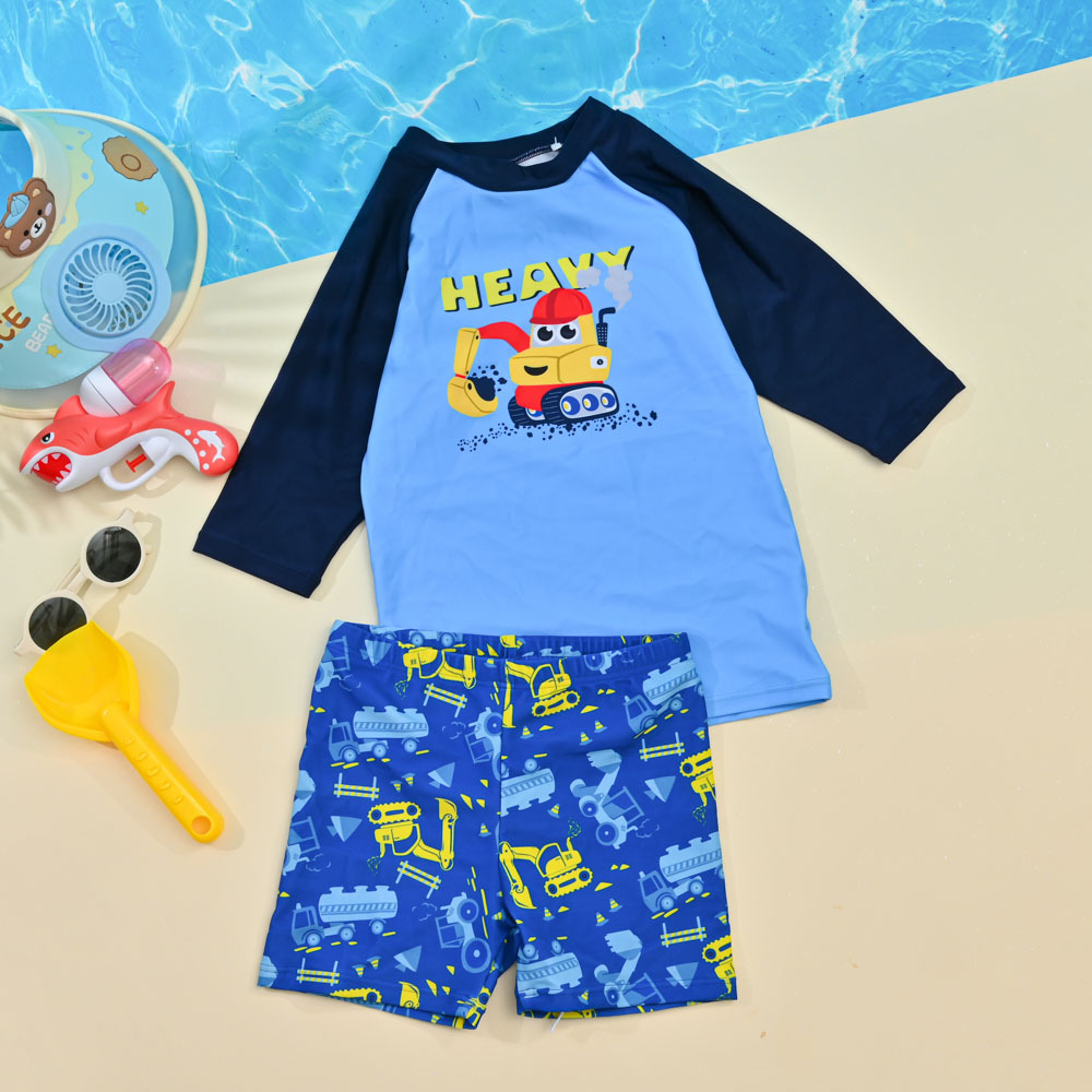 TB550-童七分袖兩件式褲裝-印花