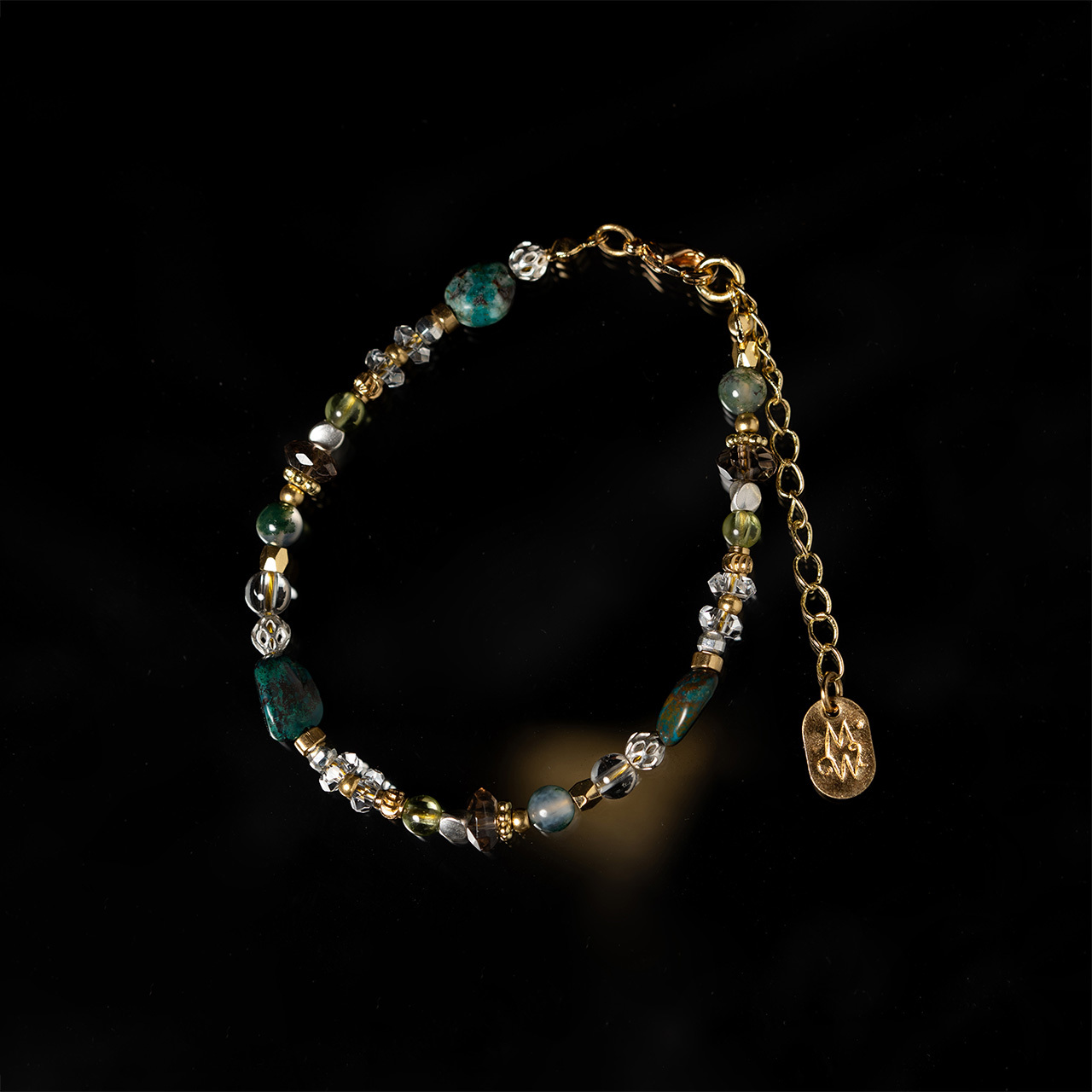 內城紀事｜綠松石海藻玉橄欖石鏈條手鍊 B0023