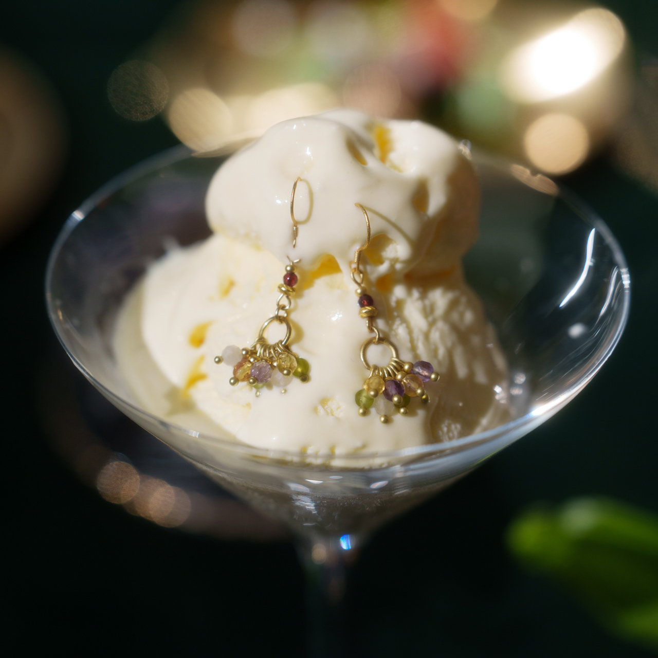 伊斯坦堡的甜夢｜橄欖石紫水晶耳勾式耳環 E0038