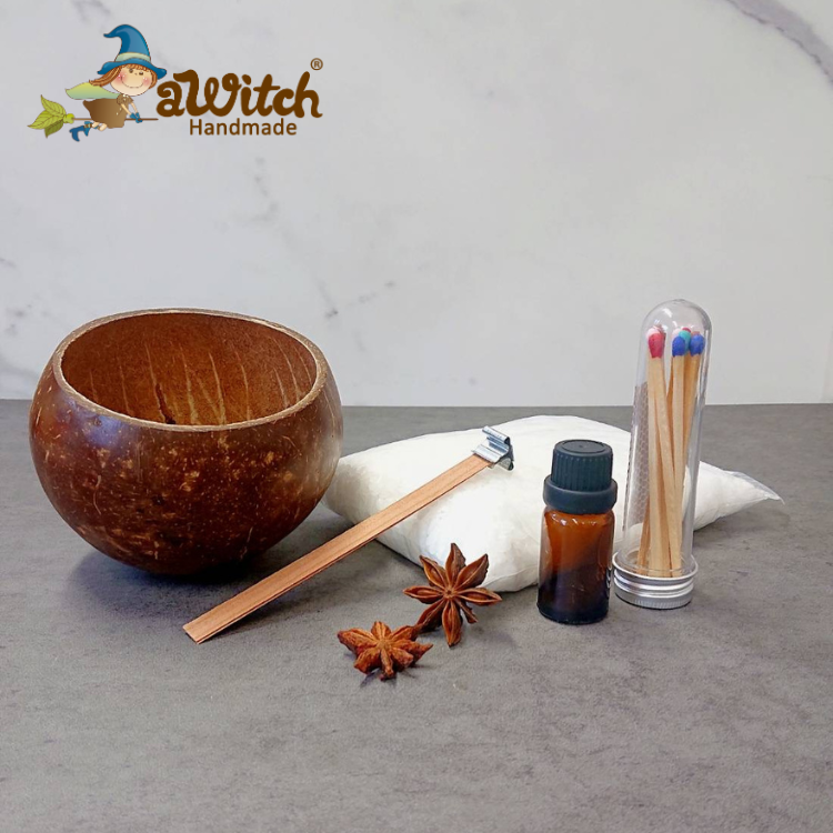 DIY椰子香薰蠟燭材料包（天然椰子殼）隨機送蠟燭工具一件