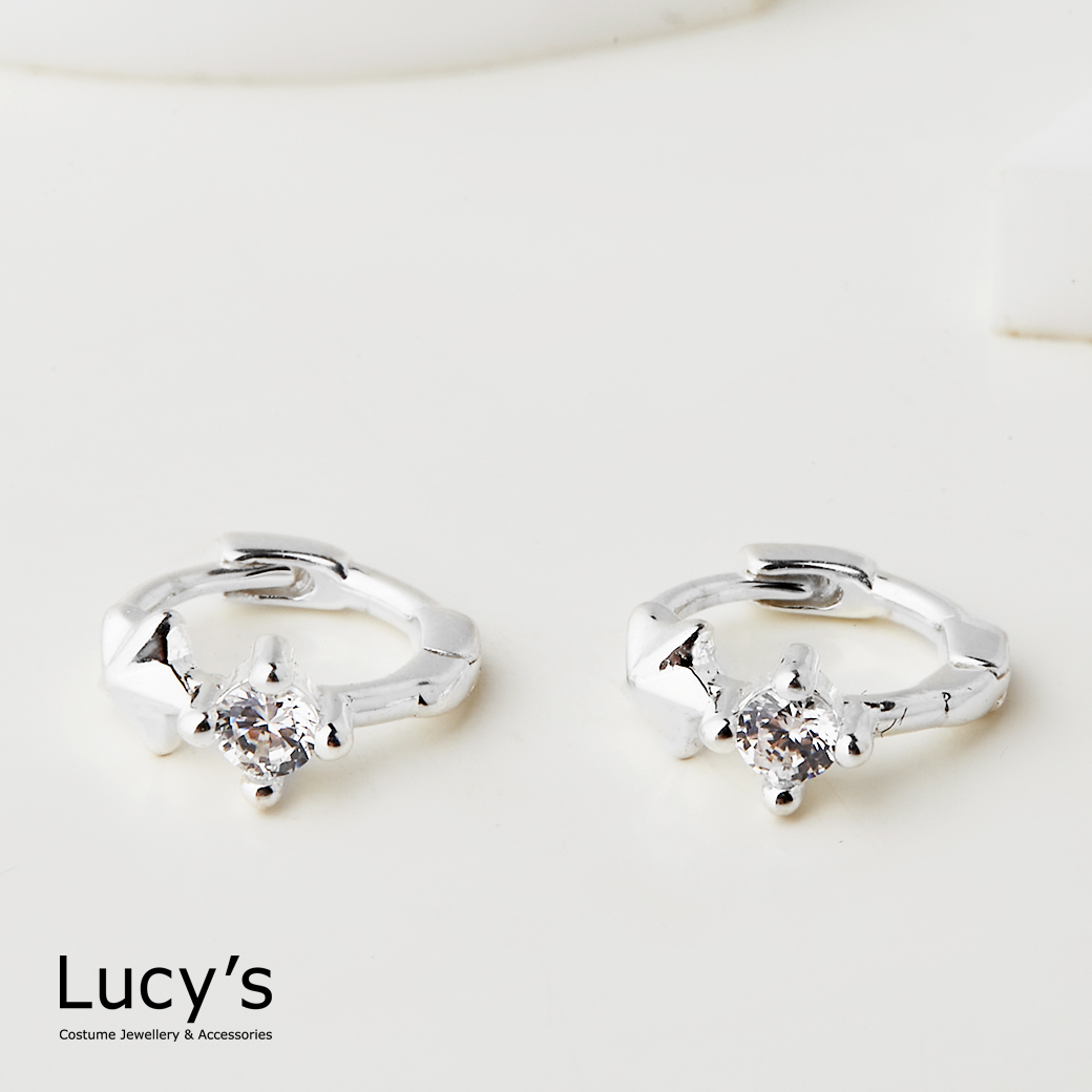 925純銀 迷你星亮點 易扣耳環 (112044)