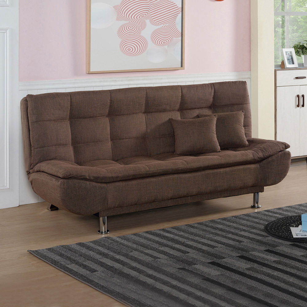 巴爾咖啡色布沙發床/雙人椅/二人座沙發-贈抱枕