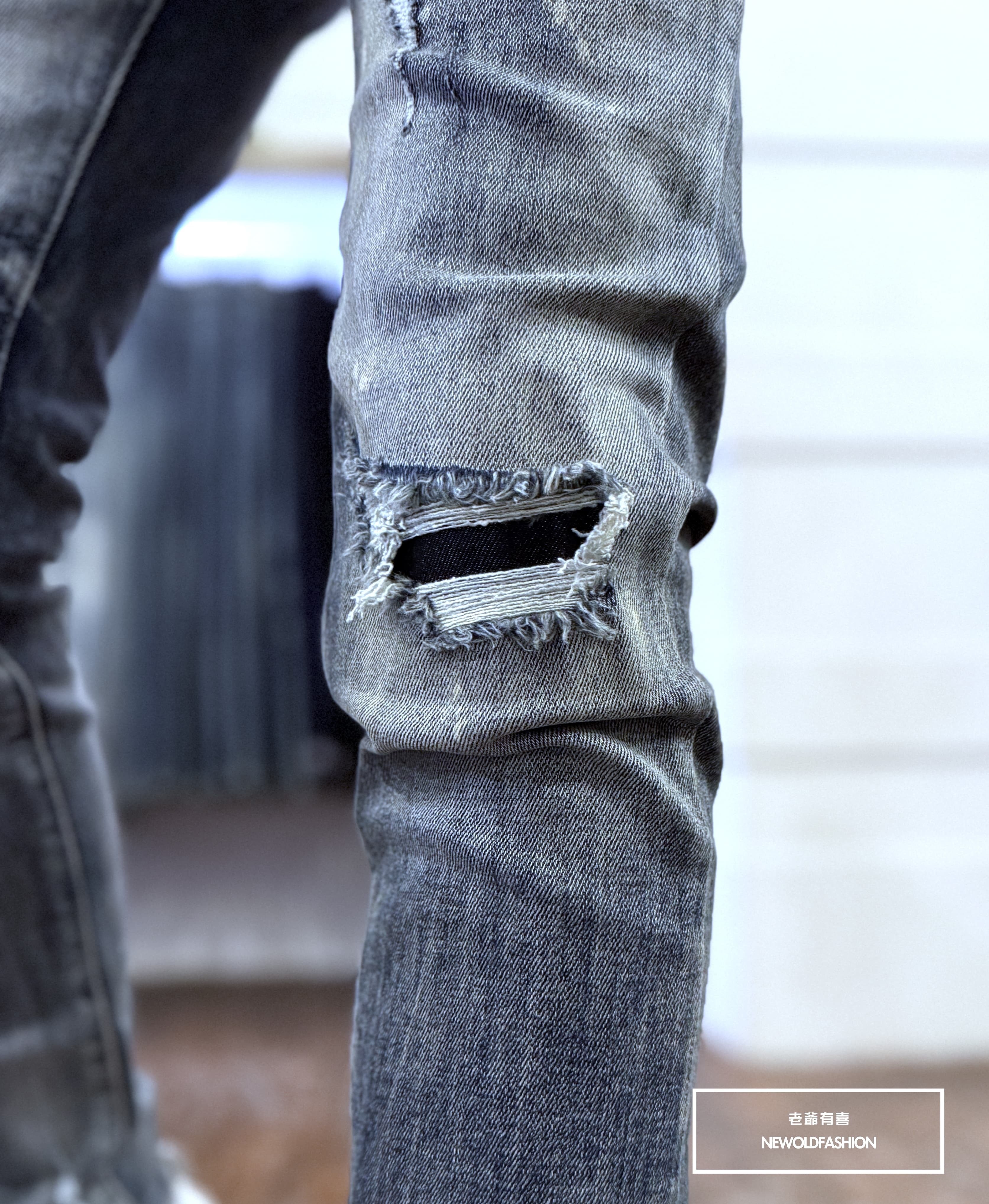 『新品上市』重磅雙膝梯形破壞小直筒褲(NOF25071025)