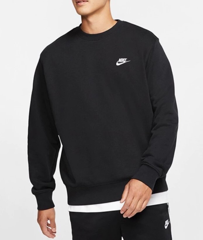 【現貨出清】Nike Sportswear Club Fleece Crew Sweatshirt 男女款 大學T 棉質毛巾圈內裡 黑色