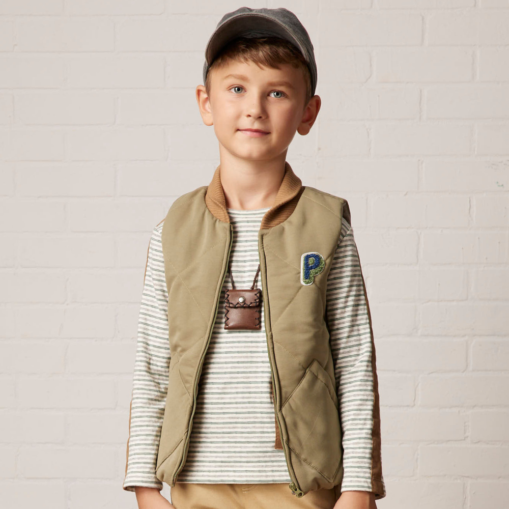 PIPPY 條紋純棉圓領長袖上衣 綠