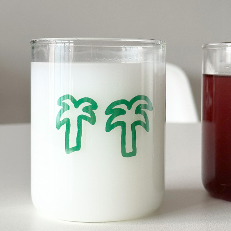 韓國 ooowl 童趣塗鴉玻璃杯 PALM TREE