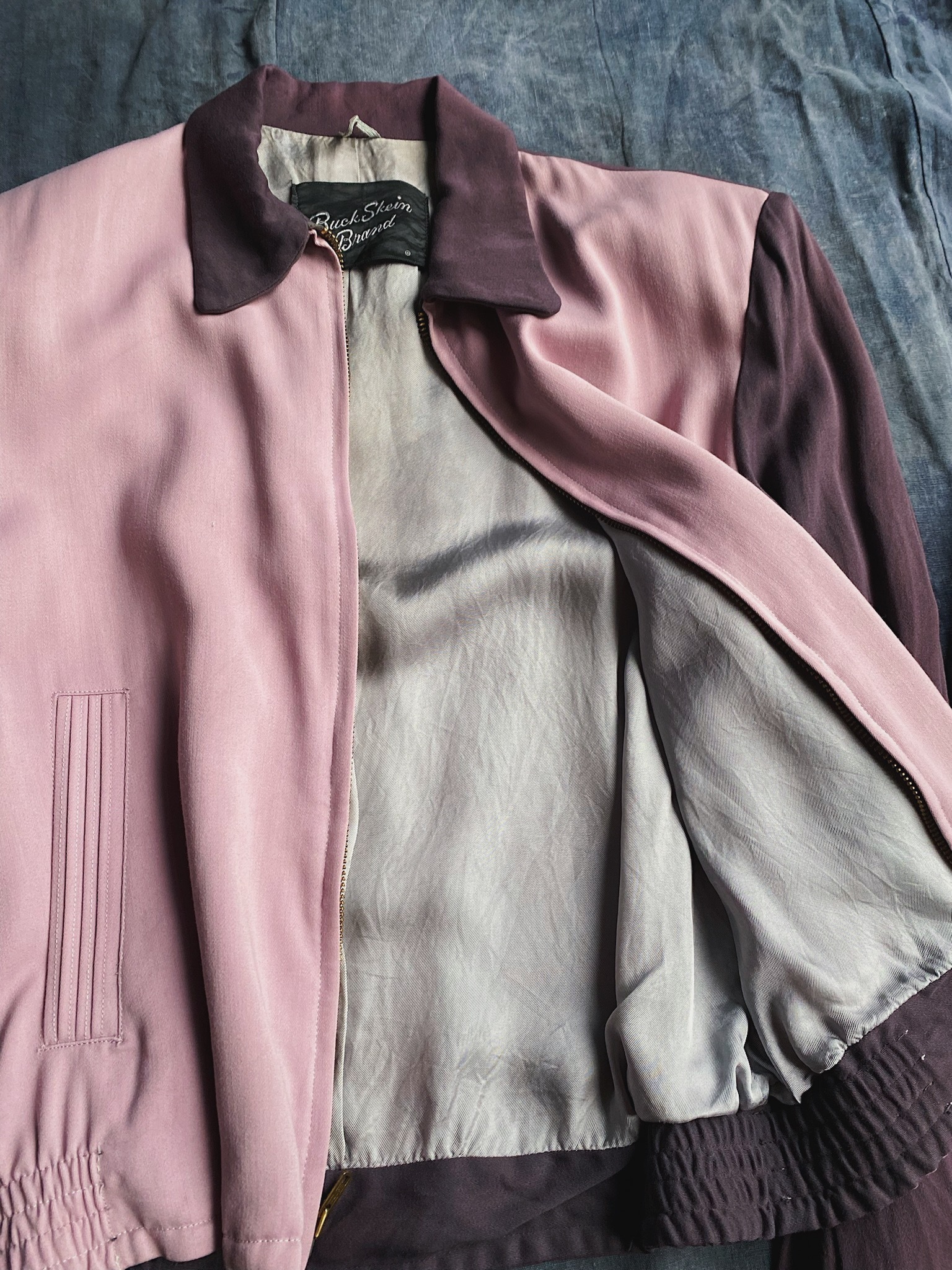 50s Buck Skein Two tone Rayon Jacket / 美國西部 雙色拼接 嫘縈短版外套