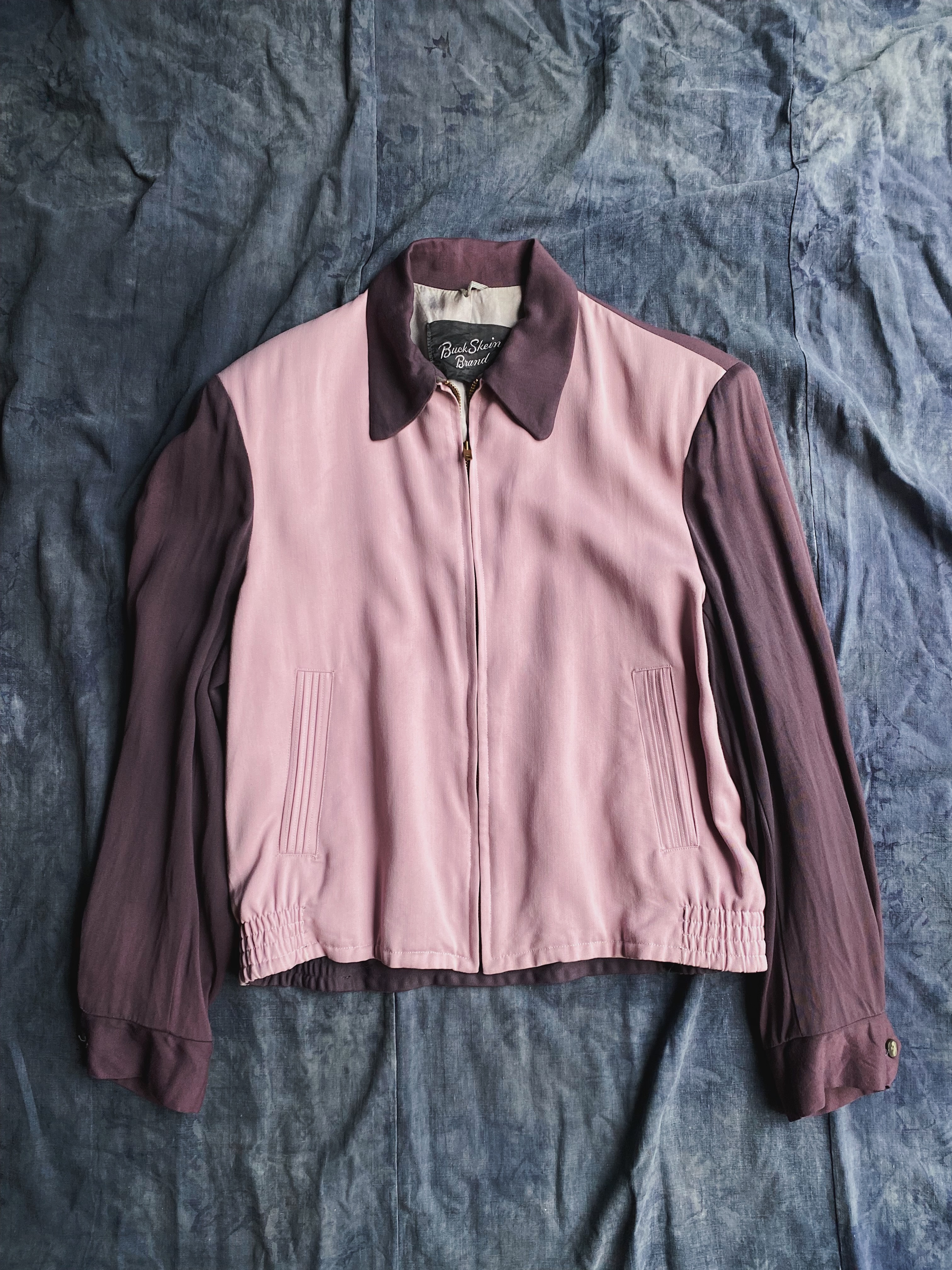 50s Buck Skein Two tone Rayon Jacket / 美國西部 雙色拼接 嫘縈短版外套