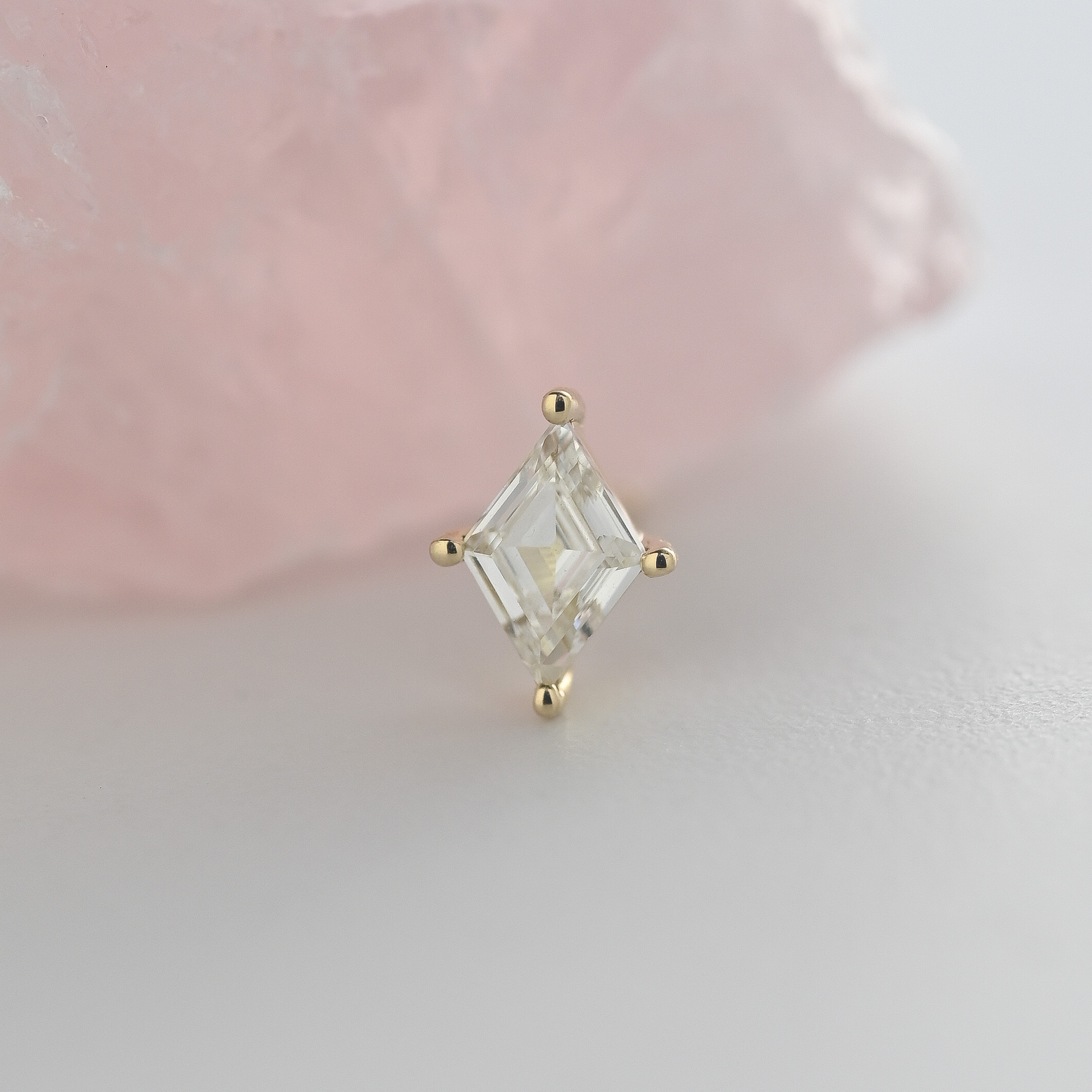 18K 0.30ct Long Hexagon Diamond Earring