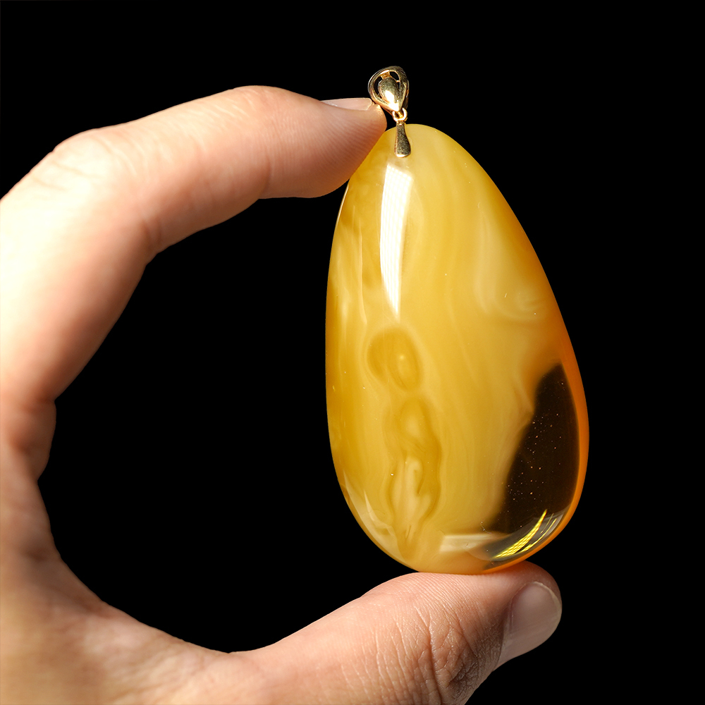 蜜蠟琥珀蒐藏級金絞蜜水滴26.9g 蜜蠟吊墜｜18K金