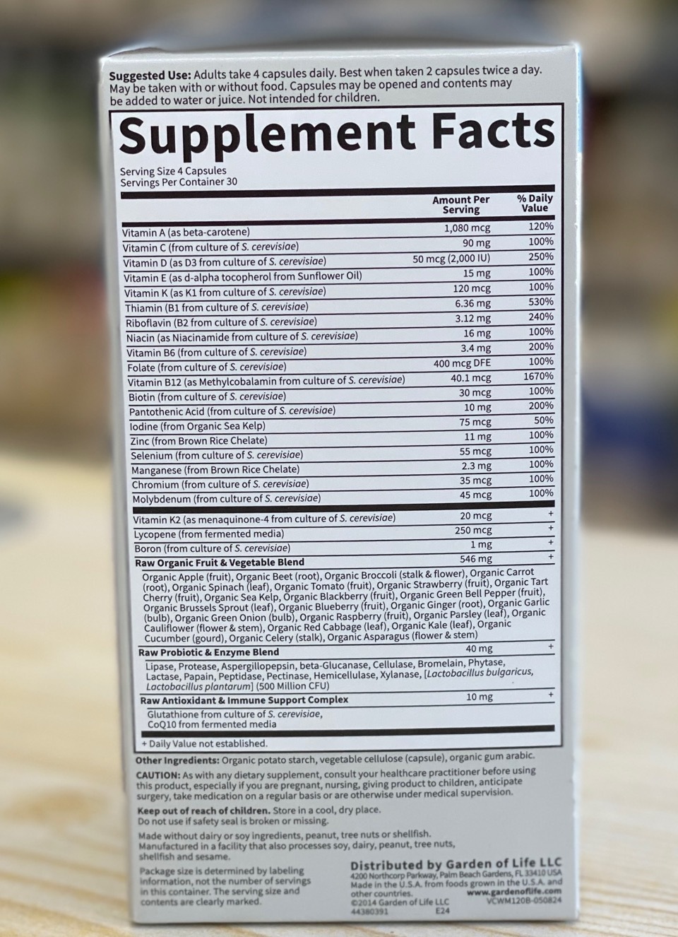 Garde of Life 50歲以上男仕全食物綜合維他命 120粒 (最佳食用日期為2026年8月30日)