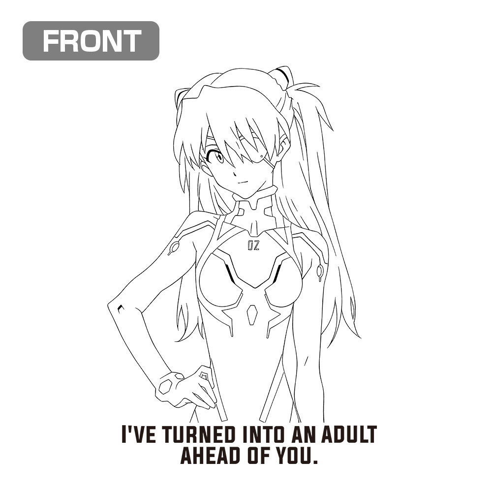 Cospa 0804 式波・アスカ・ラングレー ラインアート Tシャツ [EVANGELION] WHITE