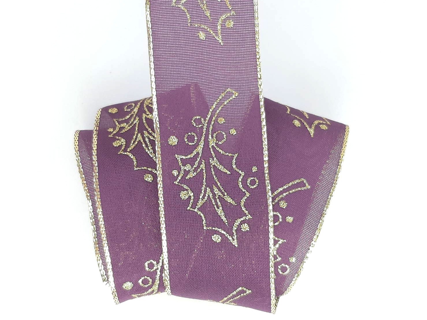 金粉聖誕葉/平織鐵絲/38mm