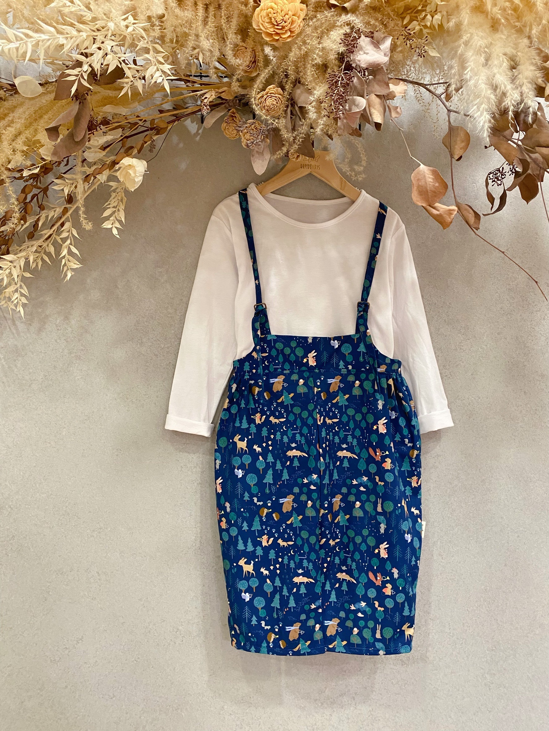 深藍動物音樂會 綁帶吊帶褲(100)