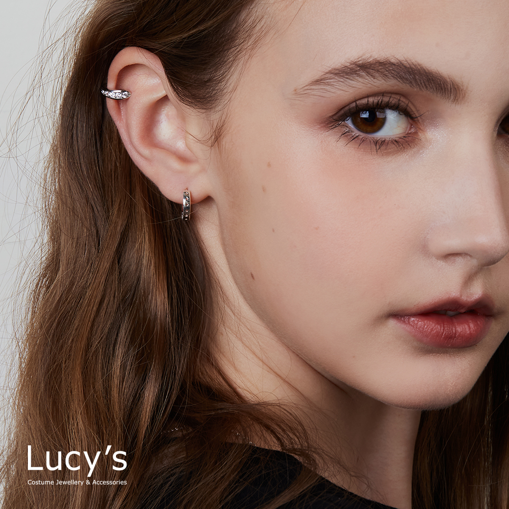 925純銀 閃爍星痕 易扣耳環 (117106)