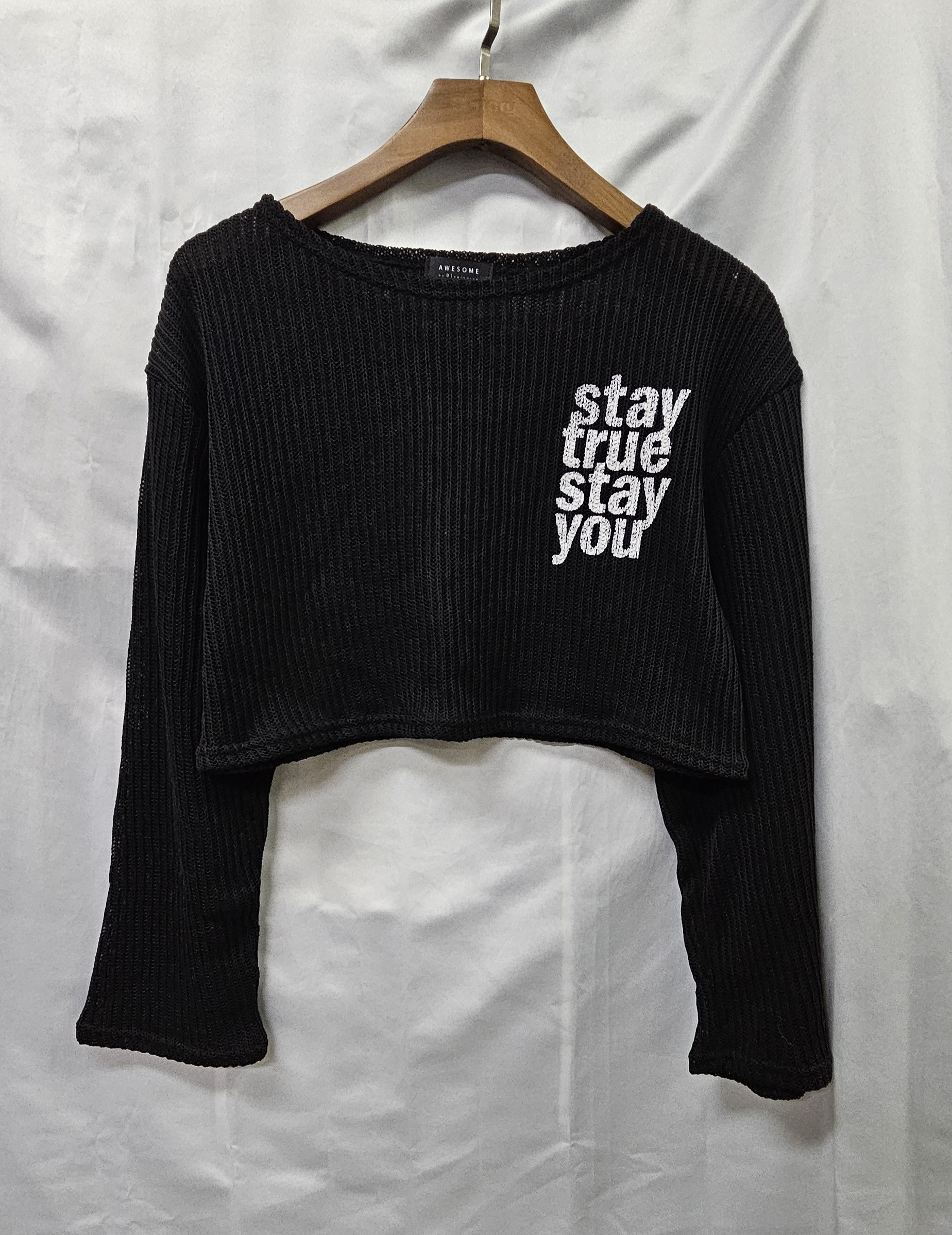 現貨 韓國短身透視長袖針織衫（清貨價貨品，不設退換）(AT 645)