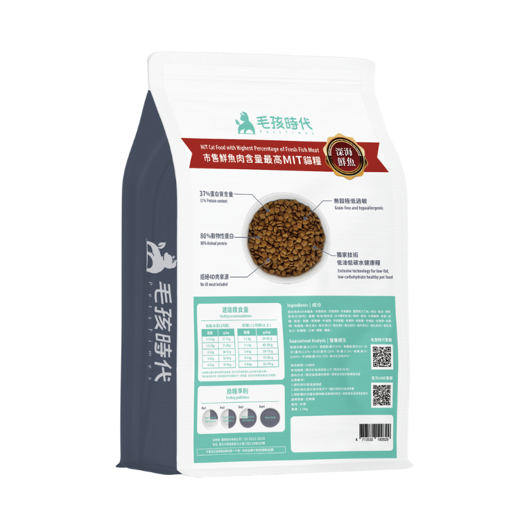 (箱購) 毛孩時代-80%鮮魚肉無穀全貓糧(皮膚)_1.5KGX10包
