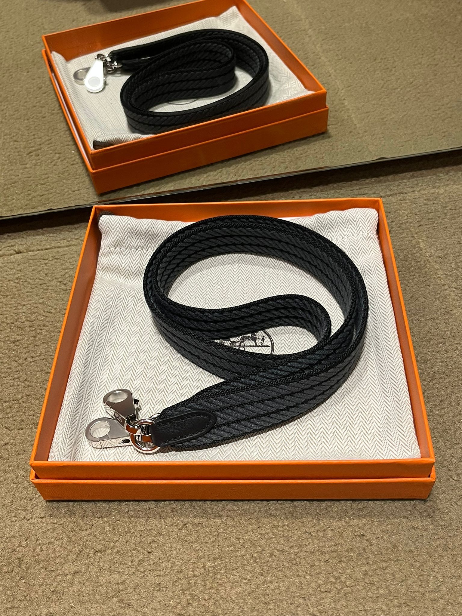 Bandouliere sangle cordage 25mm noir/gris misty 85cm