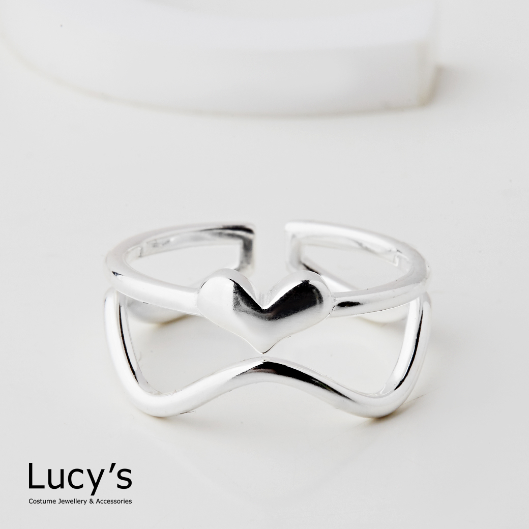 925純銀 愛心曲線 開口戒 (123301)