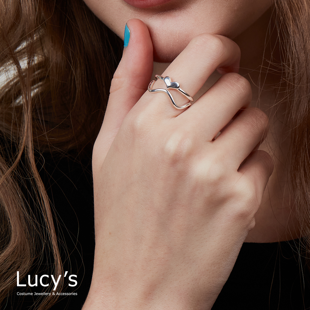 925純銀 愛心曲線 開口戒 (123301)