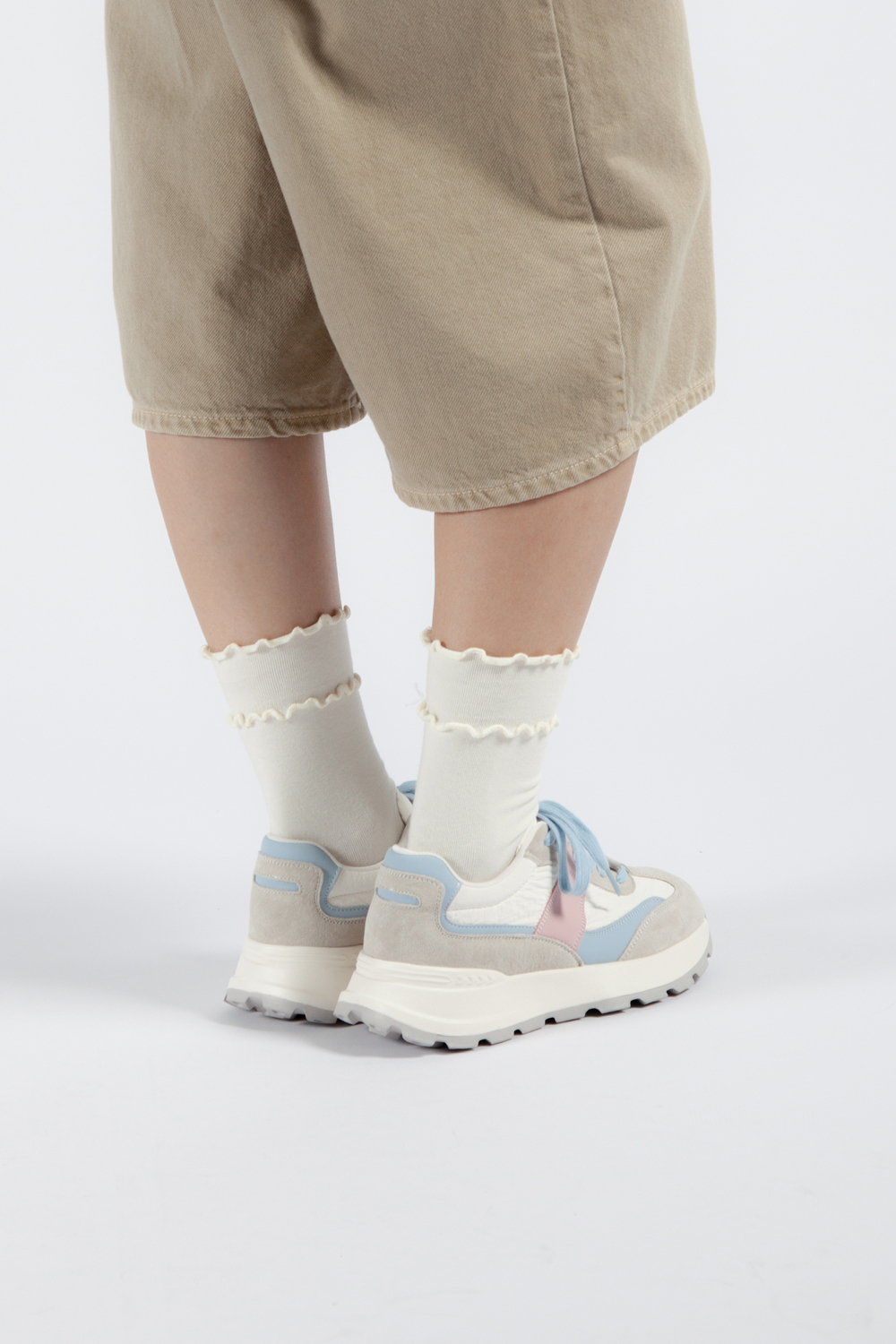 Hello 粉彩拼接鋸齒底球鞋