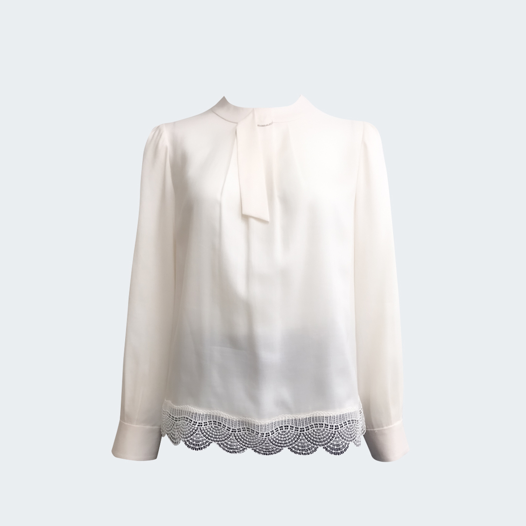 柔光蕾絲綁帶萊賽爾上衣