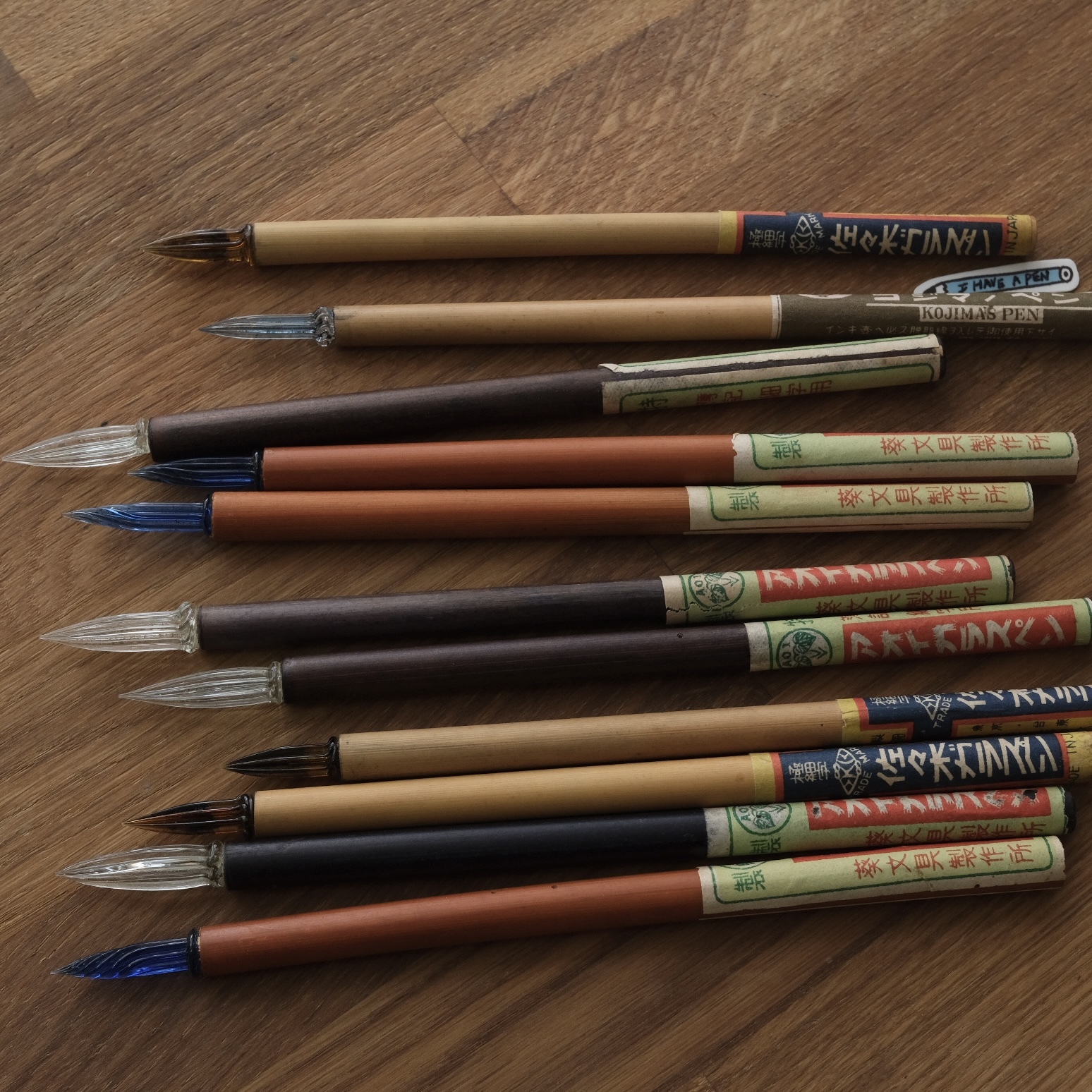 日本 昭和時期 職人手工 竹軸 玻璃筆｜夏普 復古小物