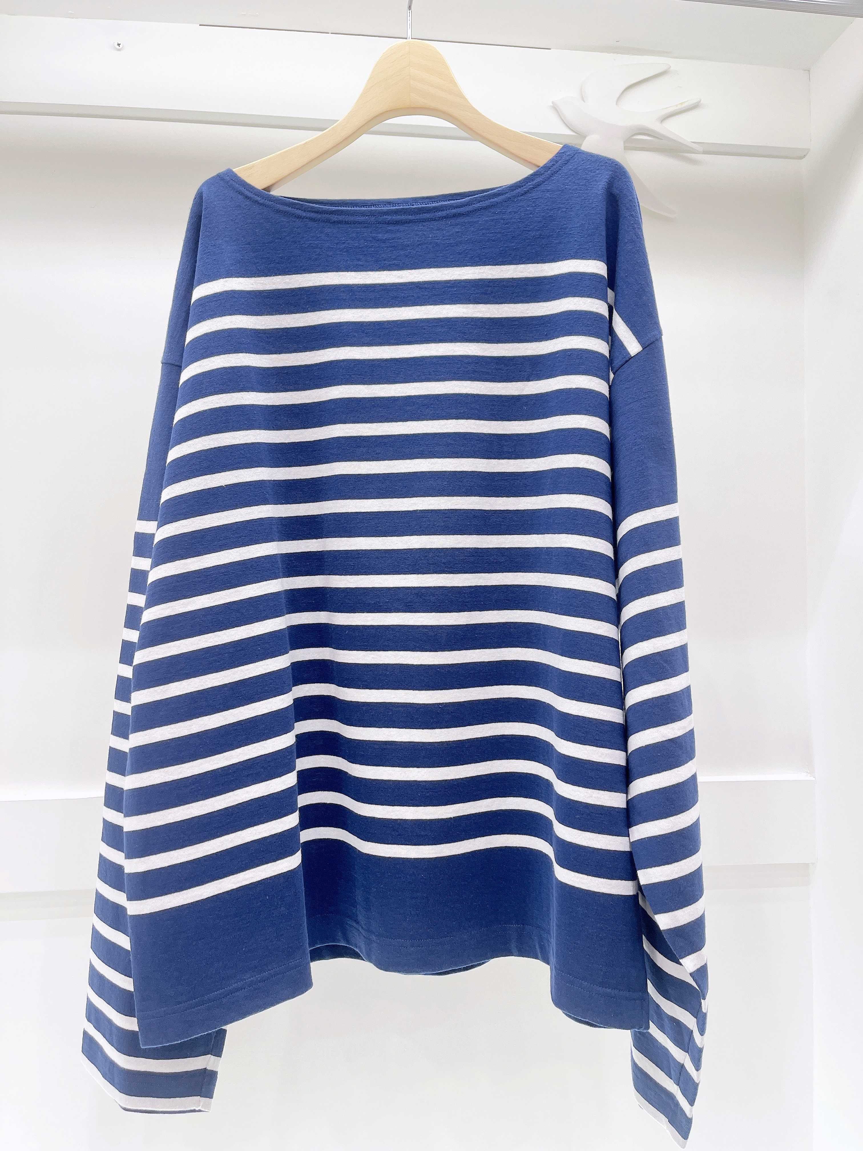 法式橫條寬版上衣