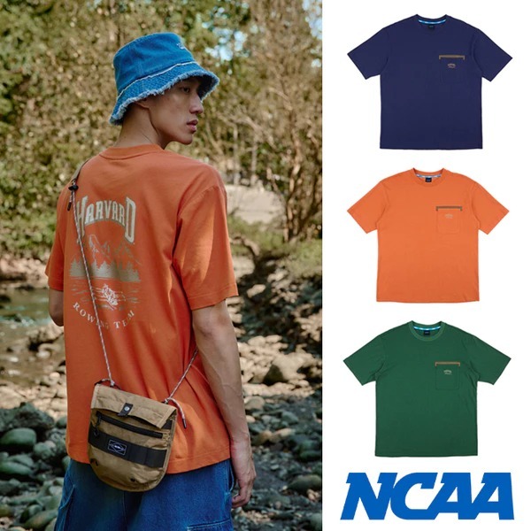 NCAA 短T 哈佛 橘 綠 藍 口袋 賽艇 復古 短袖 中性 74251005-