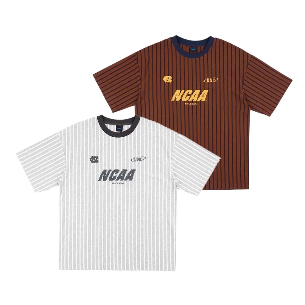 NCAA 落肩 直條紋 短T 淺灰 咖啡 7425112002 7425112011