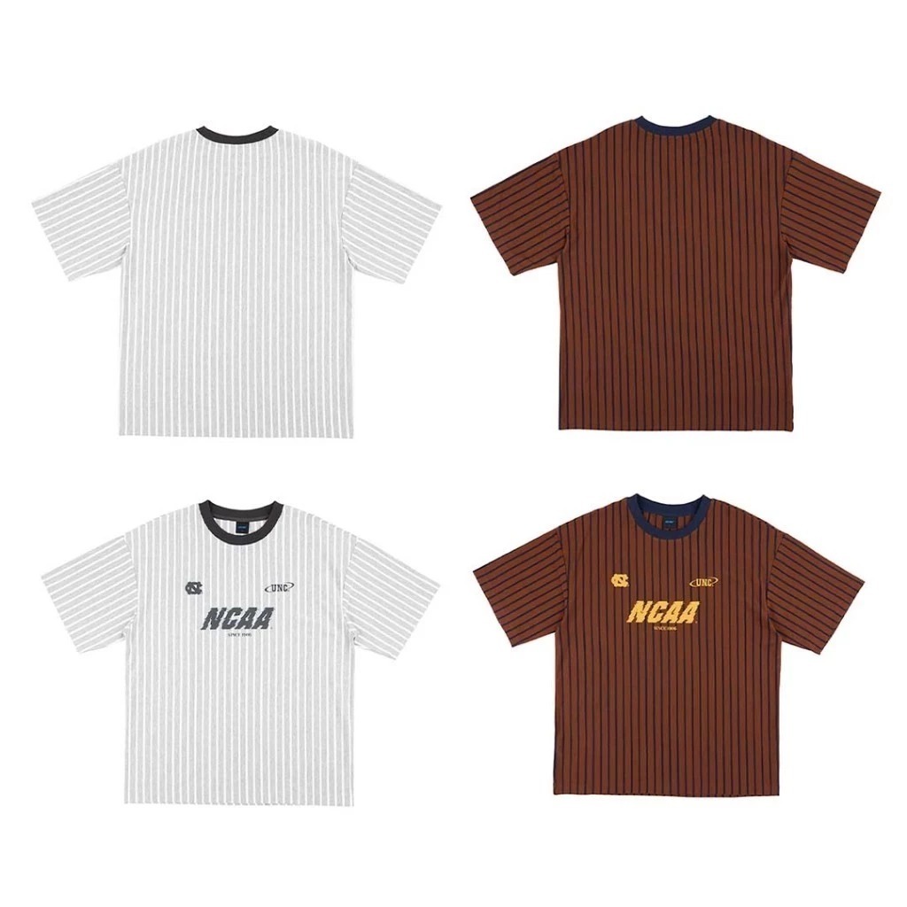 NCAA 落肩 直條紋 短T 淺灰 咖啡 7425112002 7425112011