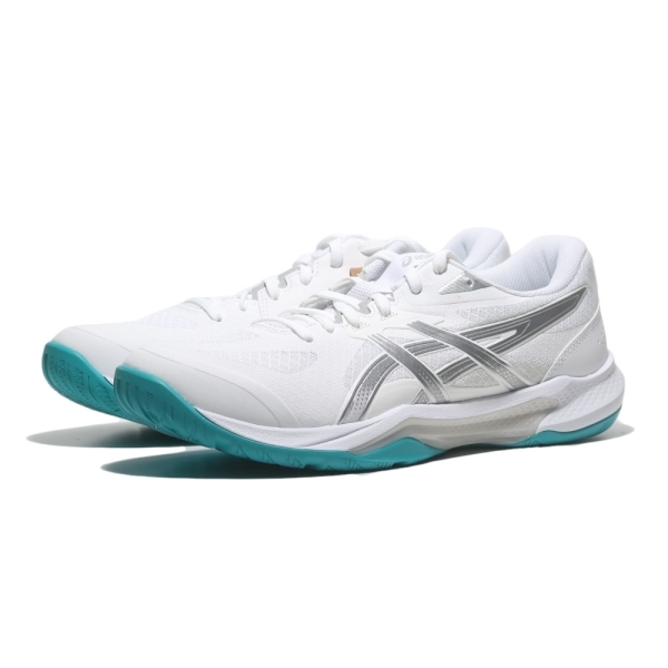ASICS 排球鞋 GEL-TACTIC 13 白銀 藍綠底 2E寬楦 羽排鞋 男 1073A084100