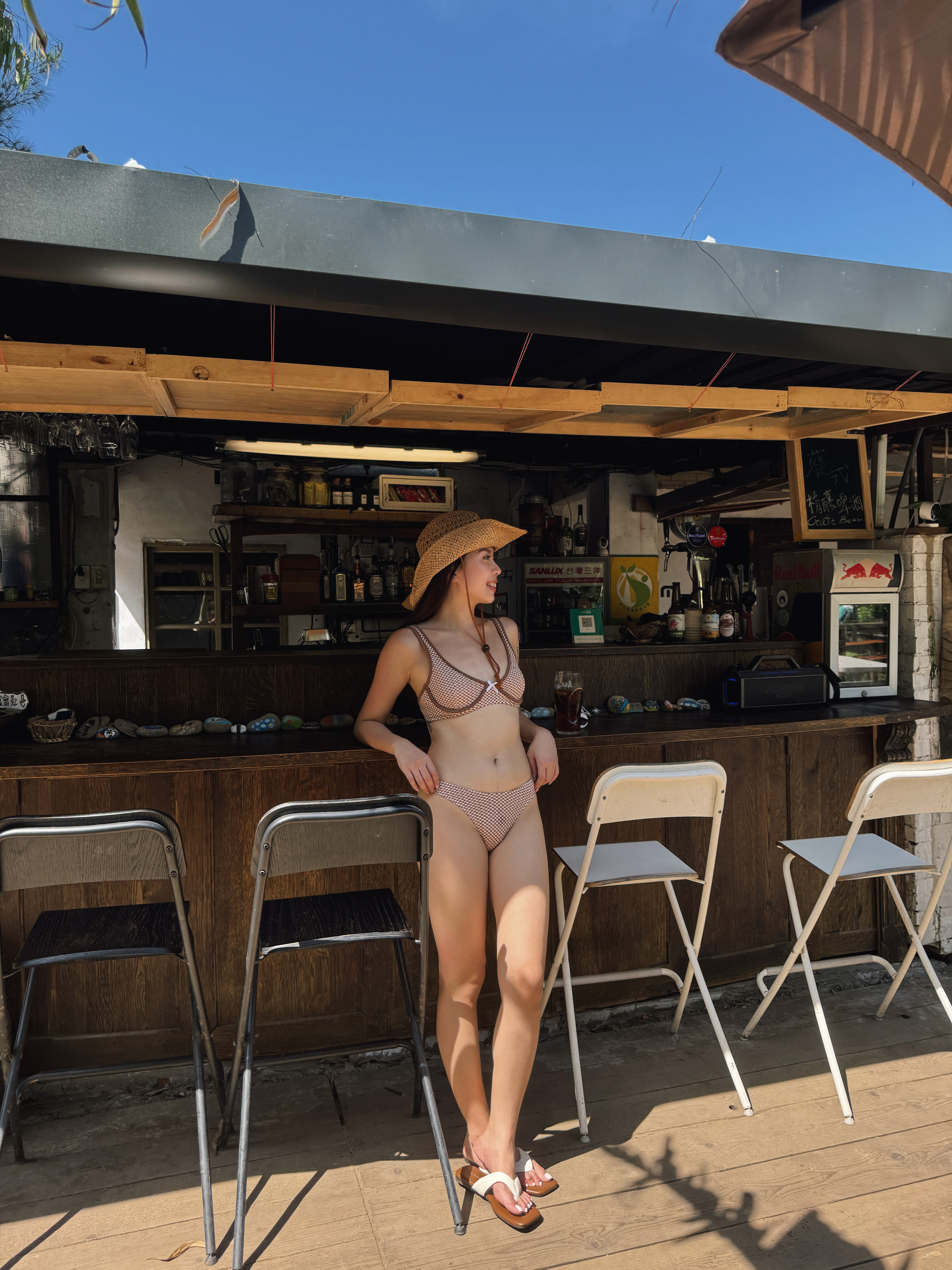 美式甜心🥨棕色格紋鋼圈Bikini