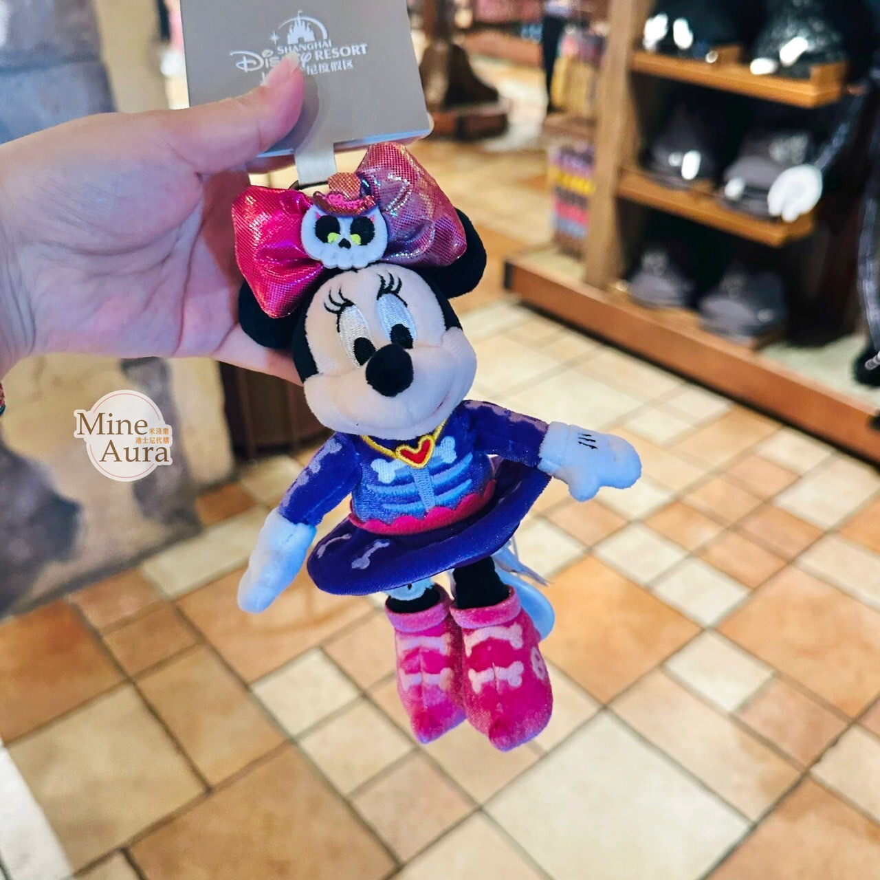 沉沒寶藏系列 米妮 Minnie 絨毛 鑰匙圈 吊飾 -上海迪士尼樂園