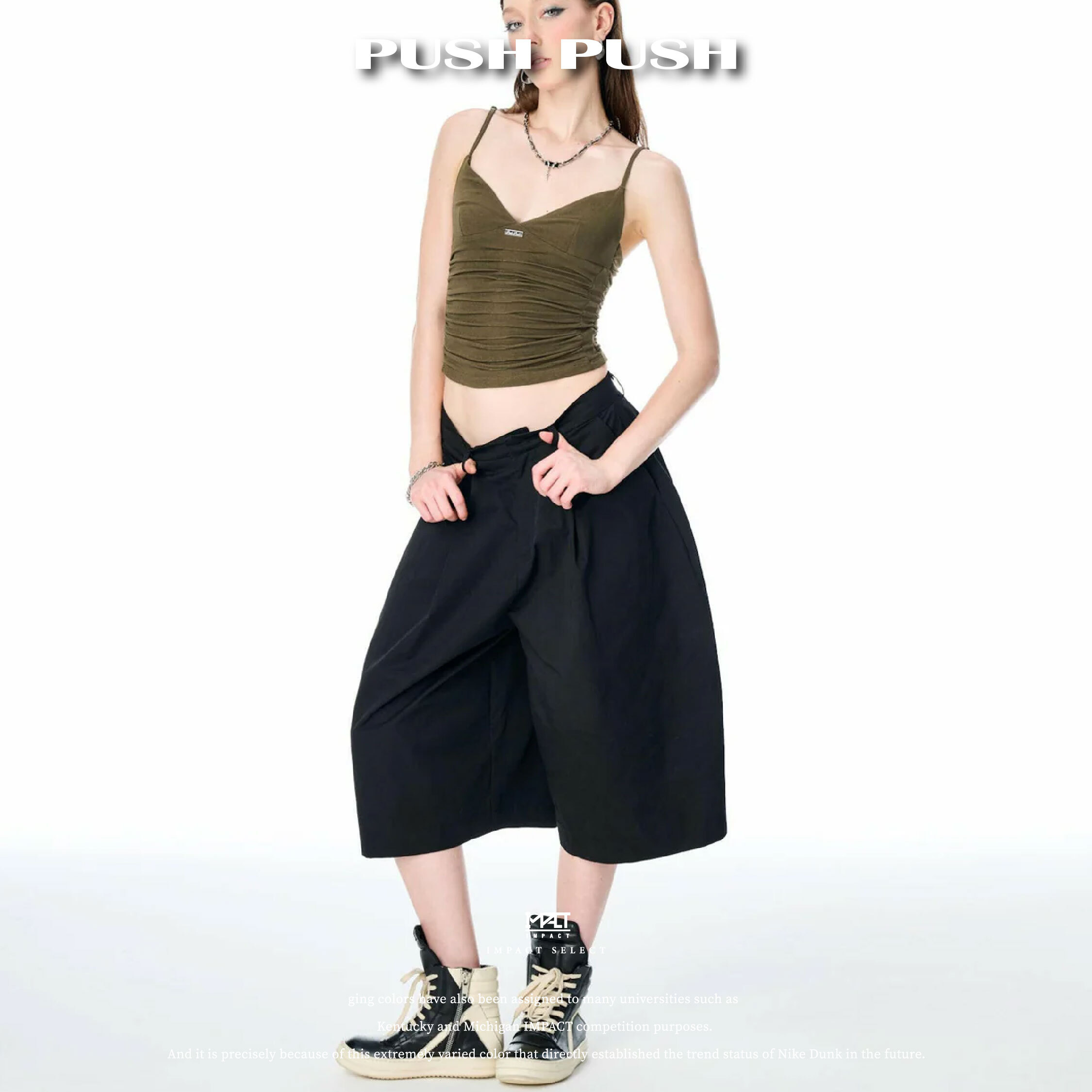 PUSH PUSH DUME JORT 卡其 輕挺 低腰 七分褲 卡其/ 黑