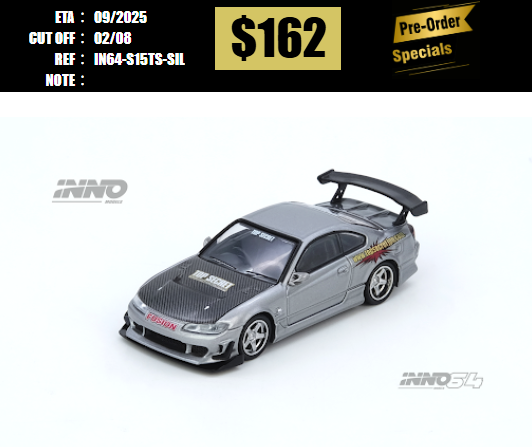 PO-$162 * INNO64 * 1:64 TOP SECRET SILVIA (S15) Silver [OD23/07]